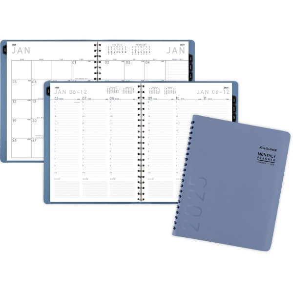 slide 3 of 4, 2025 At-A-Glance Contemporary Weekly/Monthly Planner, 8-1/4"" X 11"", Slate Blue, January To December, 70940X2025, 1 ct