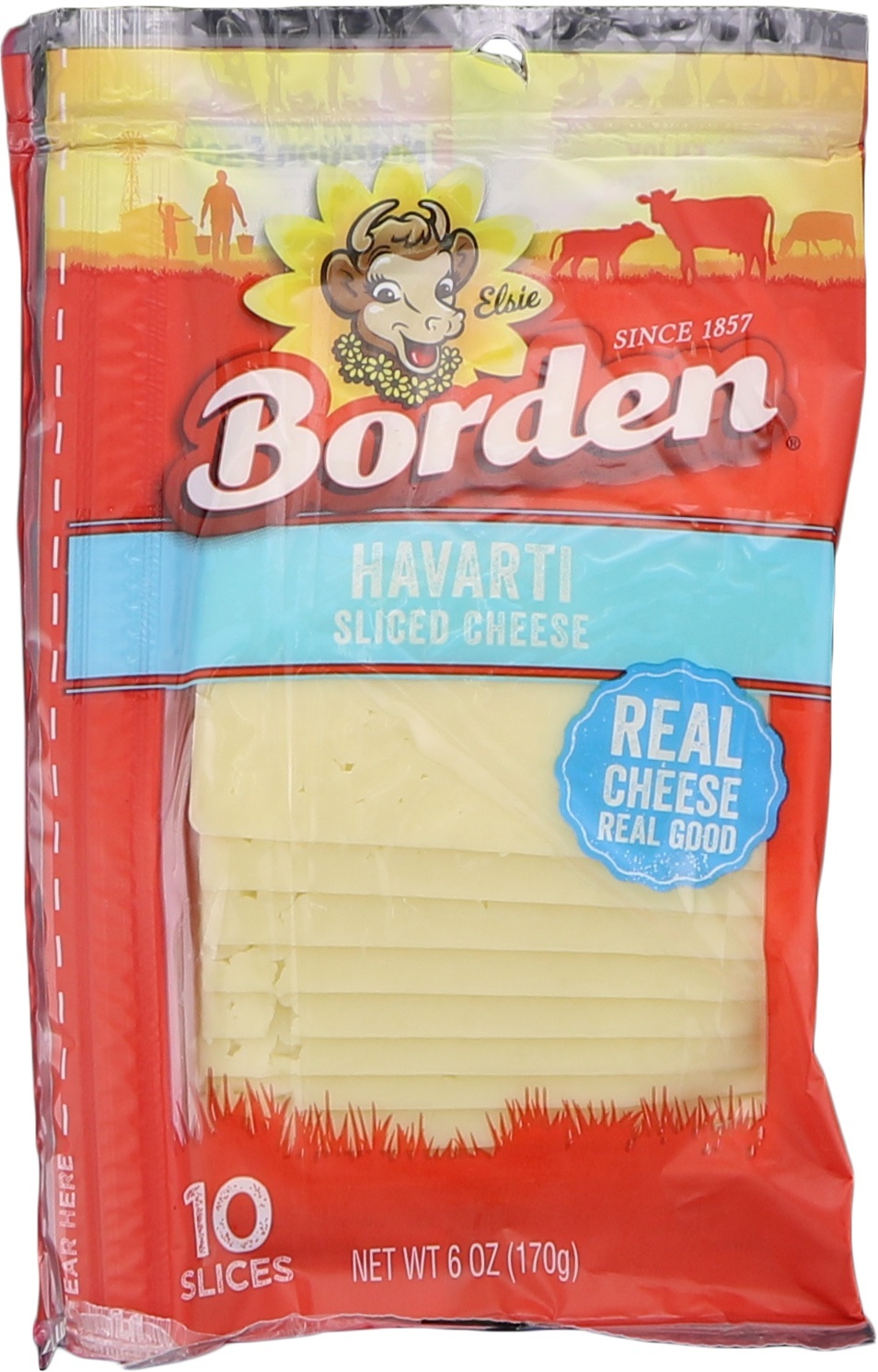 slide 1 of 1, Borden Natural Havarti Slice Cheese, 6 oz