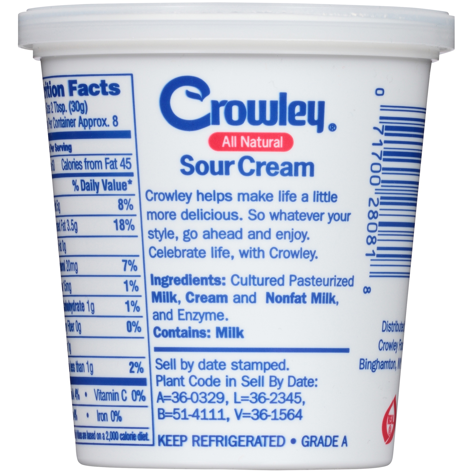 slide 2 of 7, Crowley Sour Cream, 8 oz