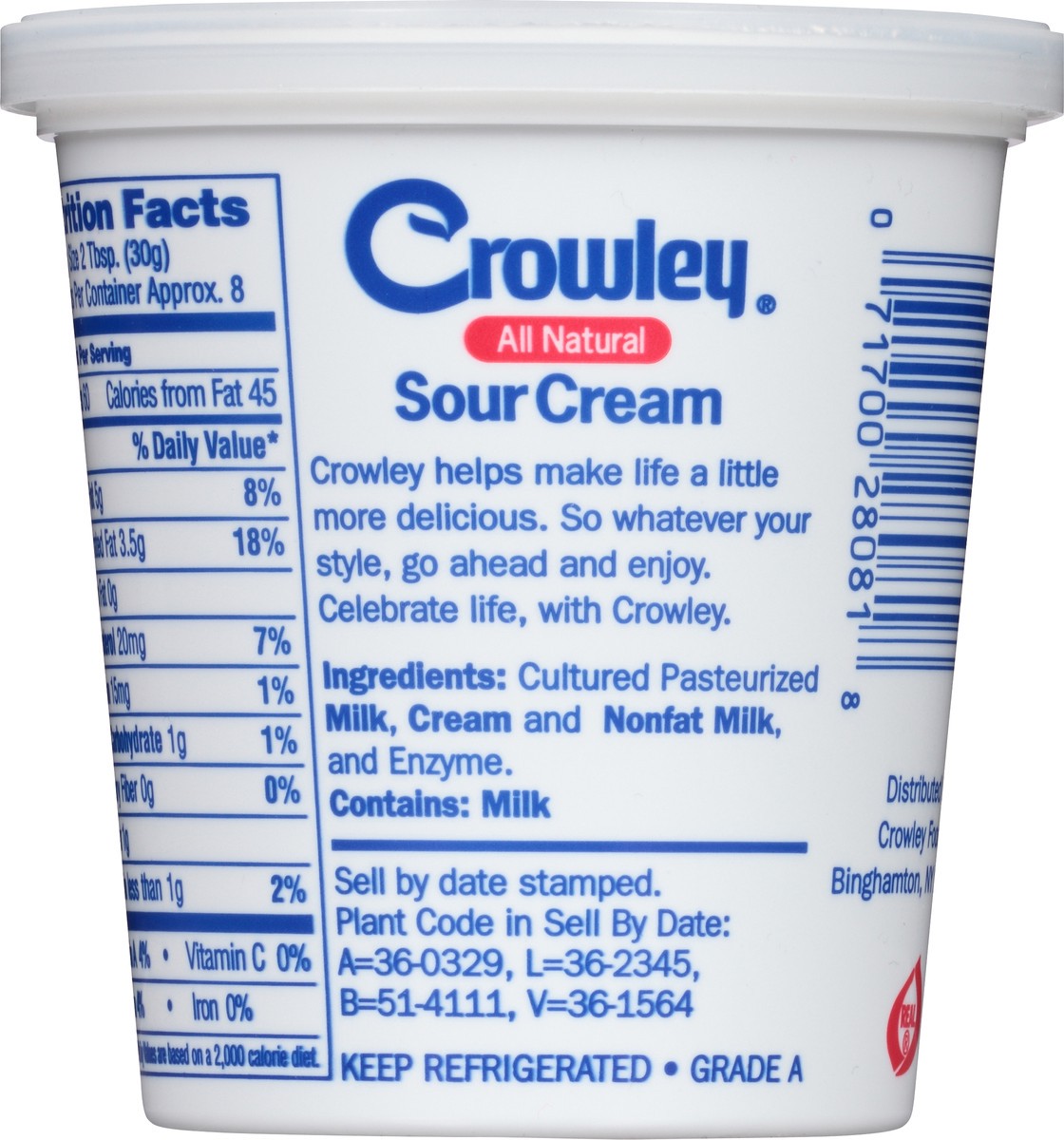 slide 3 of 8, Crowley Sour Cream, 1 ct