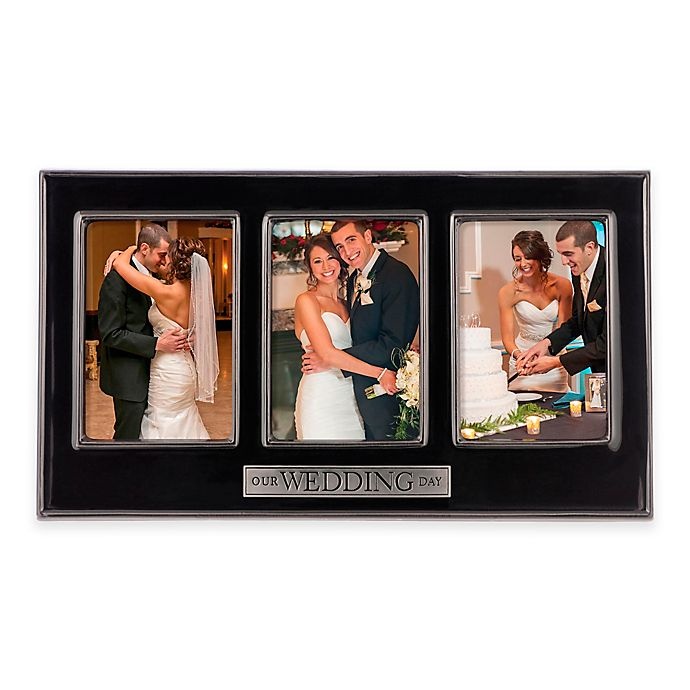 slide 1 of 1, Grasslands Road 3-Photo Our Wedding Day'' Ceramic Collage Frame - Black'', 1 ct