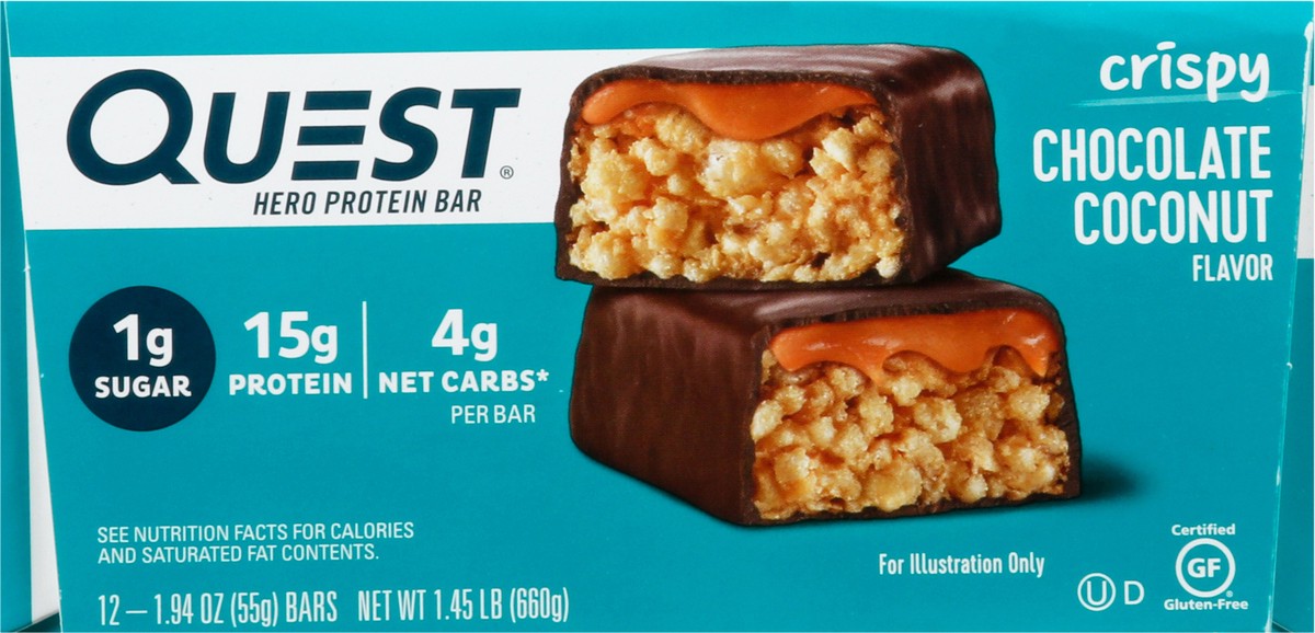 slide 7 of 14, Quest Crispy Chocolate Coconut Flavor Hero Protein Bar 12 - 1.94 oz Bars, 12 ct