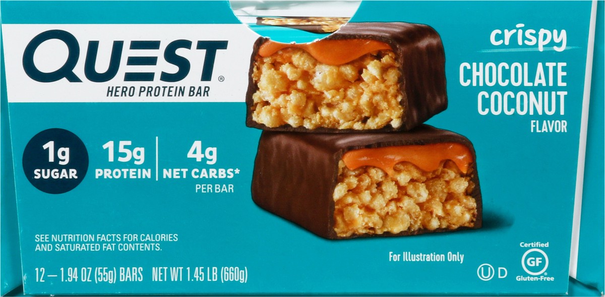 slide 10 of 14, Quest Crispy Chocolate Coconut Flavor Hero Protein Bar 12 - 1.94 oz Bars, 12 ct