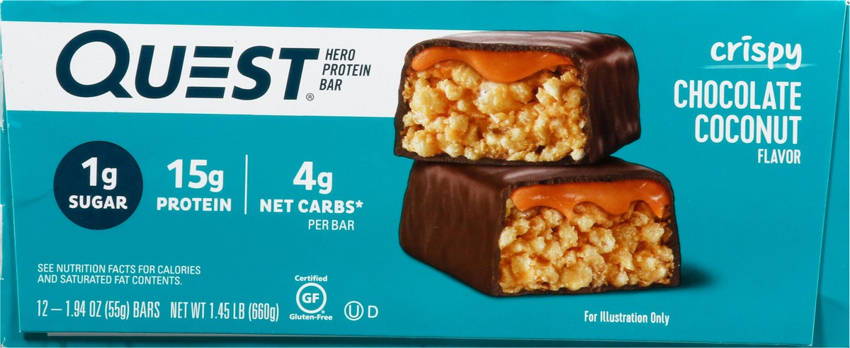 slide 11 of 14, Quest Crispy Chocolate Coconut Flavor Hero Protein Bar 12 - 1.94 oz Bars, 12 ct