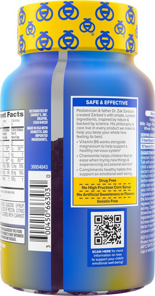 slide 2 of 4, Zarbee's® Children's Calm Natural Raspberry Flavor Gummies, 30 ct