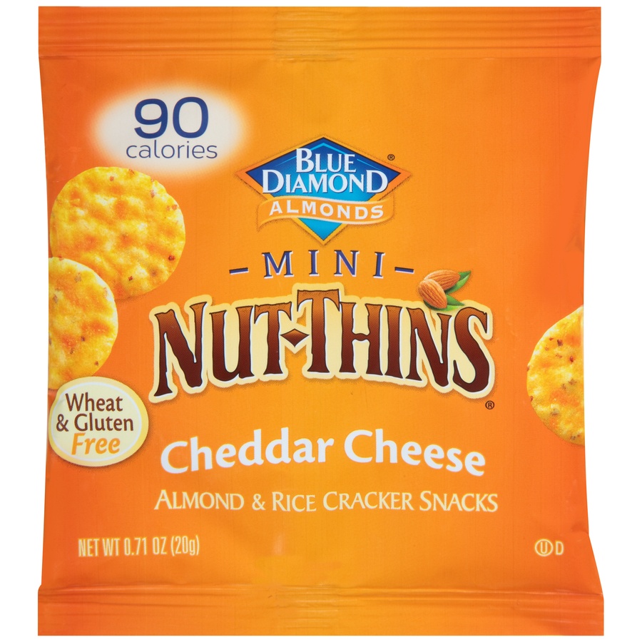 slide 1 of 6, Blue Diamond Mini Nut-Thins Cheddar Cheese Almond & Rice Cracker Snacks, 0.71 oz