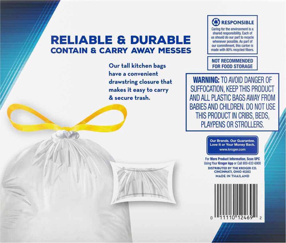 slide 2 of 4, Kroger Tall Kitchen Drawstring Bag, 80 ct; 13 gal