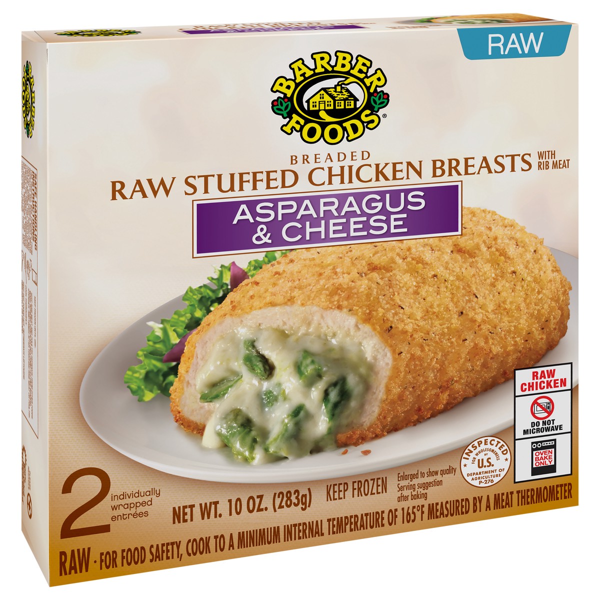 slide 2 of 10, Barber Foods Stuffed Chicken Breasts Asparagus Cheese, 2 Count, 283.50 g