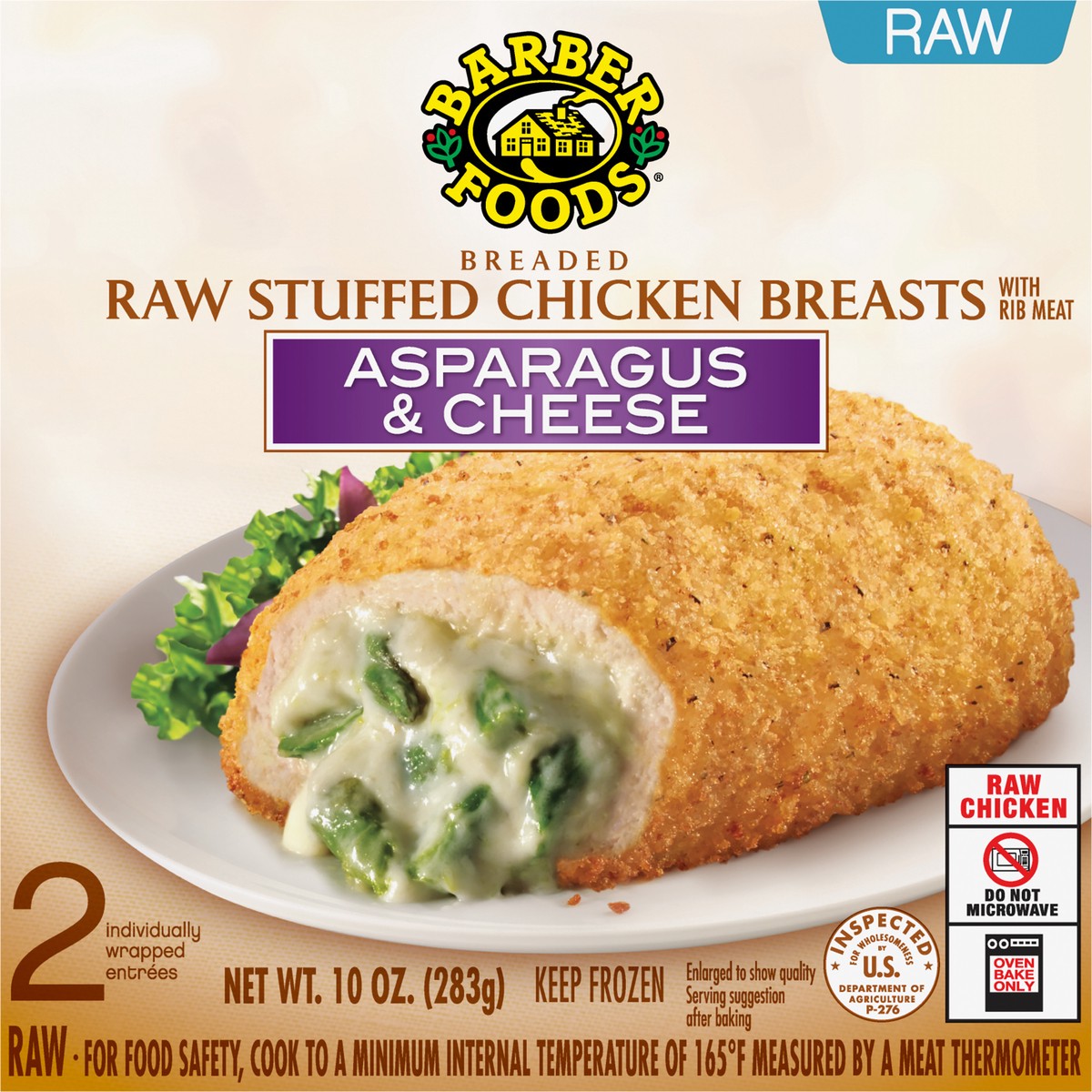 slide 7 of 10, Barber Foods Stuffed Chicken Breasts Asparagus Cheese, 2 Count, 283.50 g