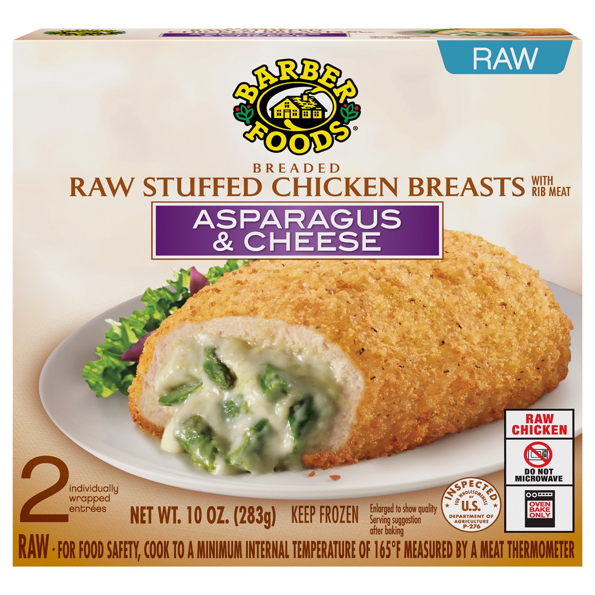 slide 8 of 10, Barber Foods Stuffed Chicken Breasts Asparagus Cheese, 2 Count, 283.50 g