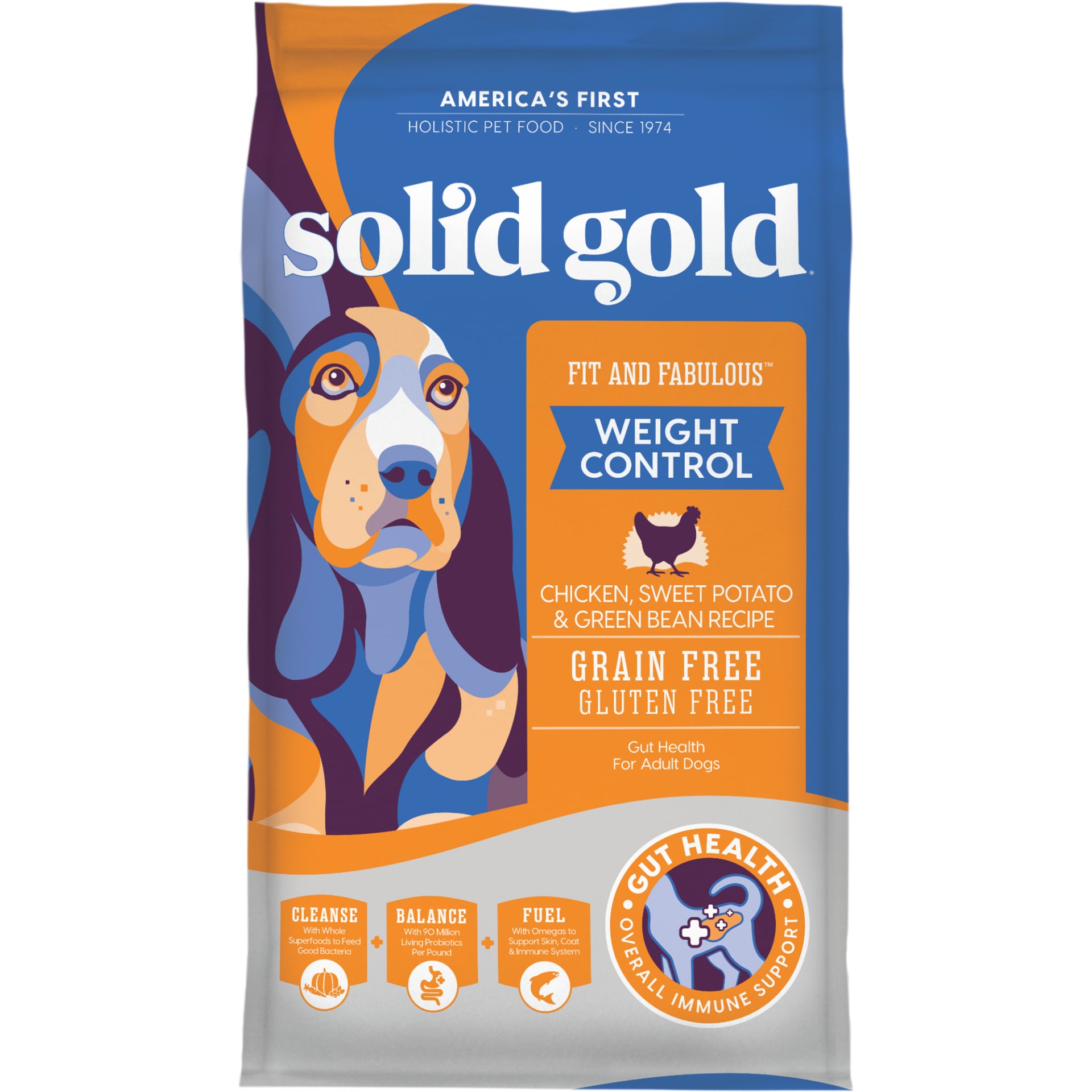 slide 1 of 1, Solid Gold Fit & Fabulous Chicken, Sweet Potato & Green Bean Weight Control Grain Free Adult Dog Food with Superfoods, 4 lb