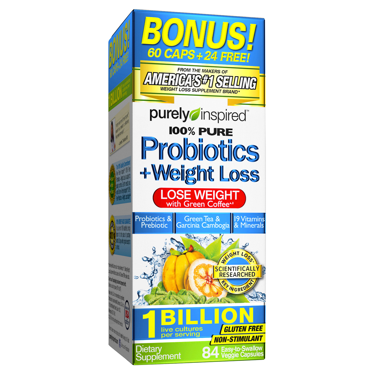 slide 1 of 1, Purely Inspired Probiotics + Weight Loss Dietary Supplement Capsules, 84 ct