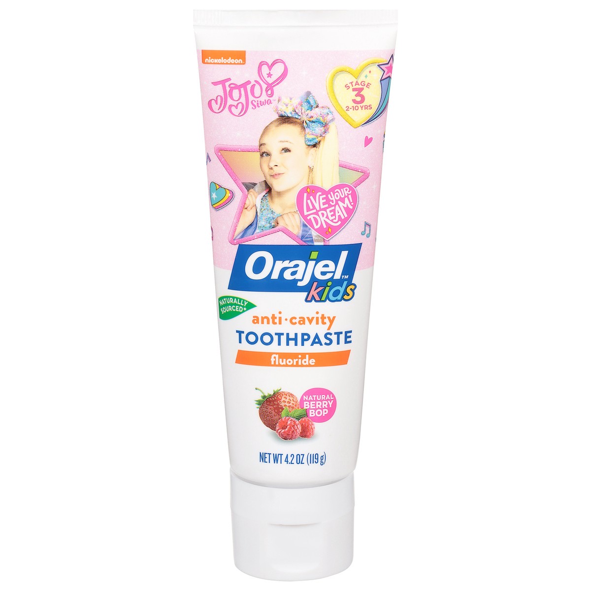 slide 1 of 3, Orajel Kids Stage 3 (2-10 Years) Jojo Siwa Anticavity Fluoride Natural Berry Pop Toothpaste 1 4.2 oz, 4.2 oz