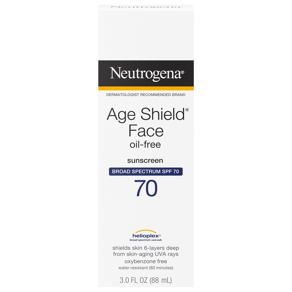 slide 5 of 15, Neutrogena Age Shield Face Oil-Free Sunscreen Lotion with Broad Spectrum SPF 70, Non-Comedogenic Moisturizing Sunscreen to Help Prevent Signs of Aging, PABA-Free, 3 fl. oz, 3 fl oz