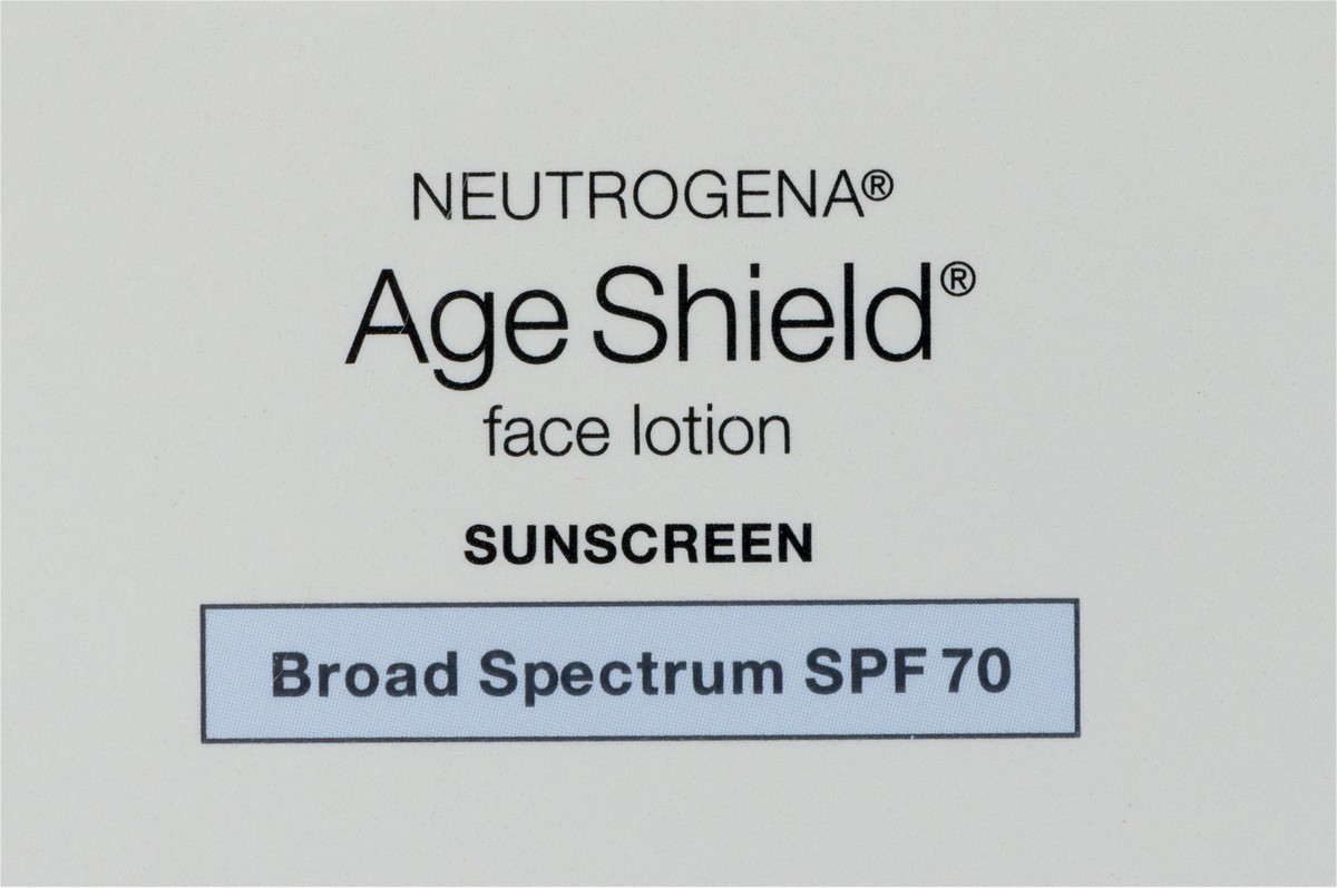 slide 13 of 15, Neutrogena Age Shield Face Oil-Free Sunscreen Lotion with Broad Spectrum SPF 70, Non-Comedogenic Moisturizing Sunscreen to Help Prevent Signs of Aging, PABA-Free, 3 fl. oz, 3 fl oz