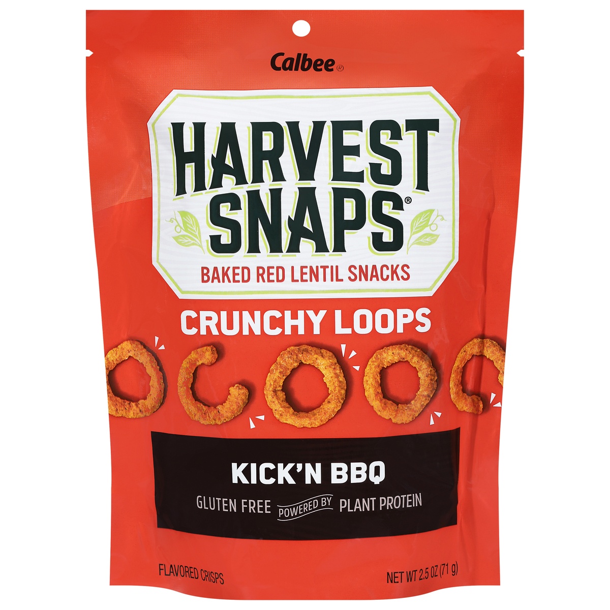 Harvest Snaps Crunchions Kick'n BBQ Red Lentil Snack Crisps, 2.5