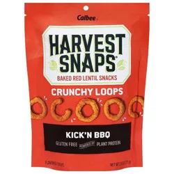 Harvest Snaps Crunchy Loops Kick'n BBQ Baked Red Lentil Snacks 2.5 oz