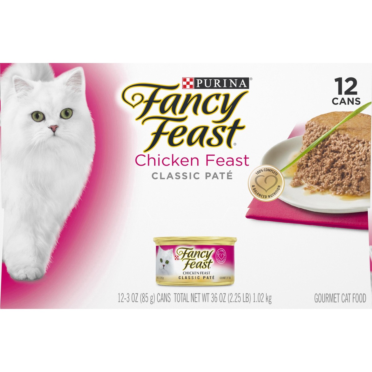 slide 12 of 14, Fancy Feast Chicken Feast Classic Pate Collection Grain Free Wet Cat Food Multi-Pack, 12 ct; 3 oz