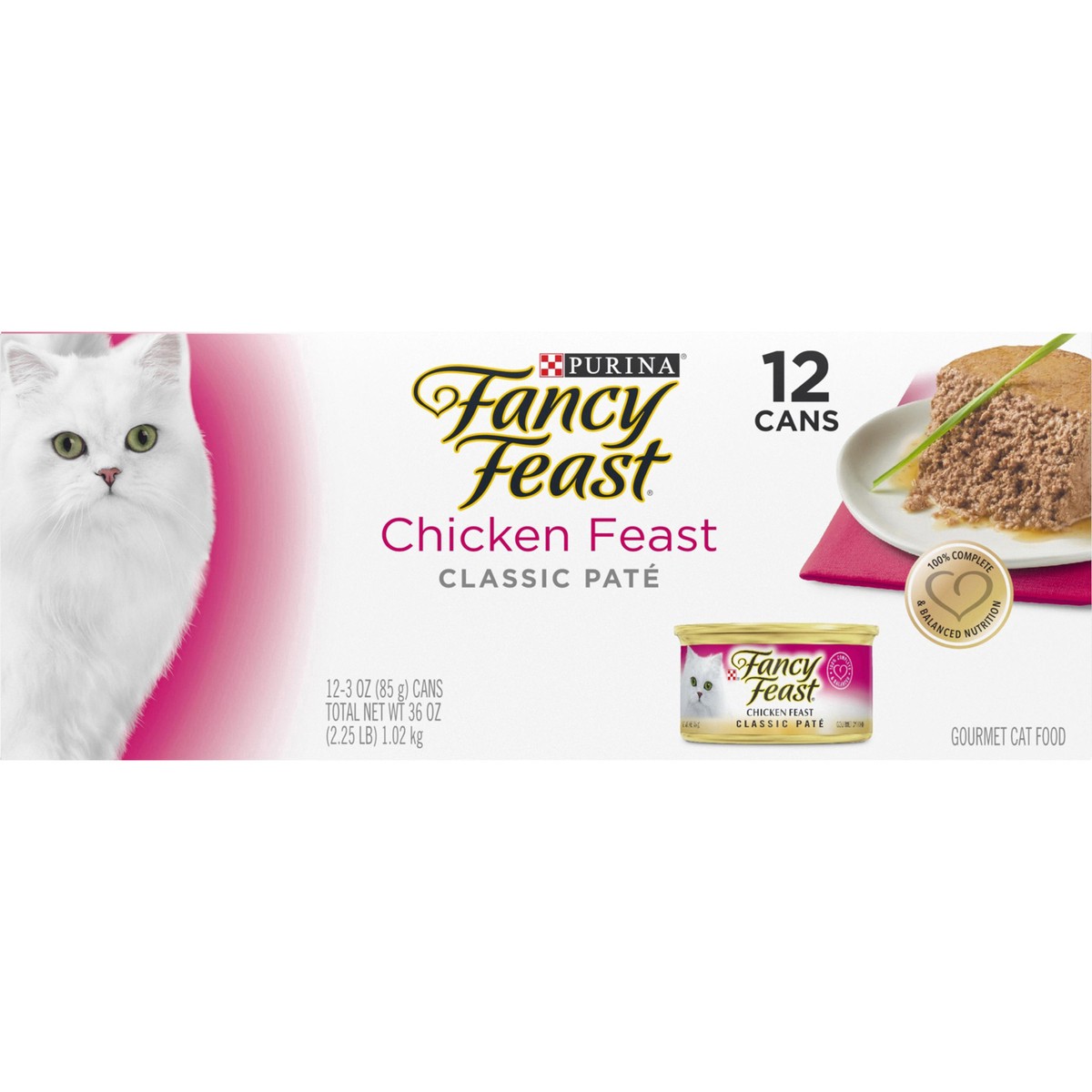 slide 9 of 14, Fancy Feast Chicken Feast Classic Pate Collection Grain Free Wet Cat Food Multi-Pack, 12 ct; 3 oz