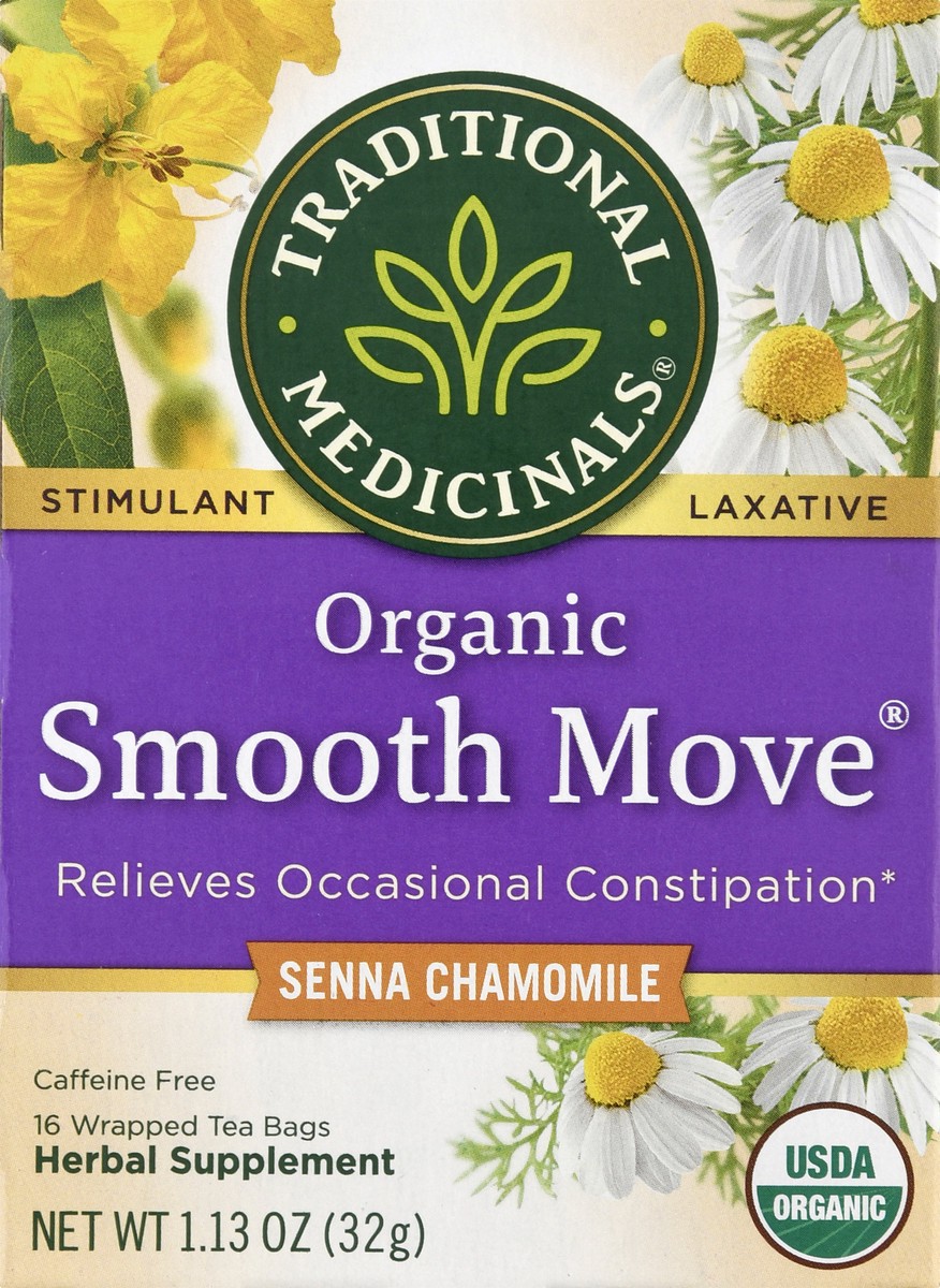 slide 6 of 9, Traditional Medicinals Organic Smooth Move Chamomile, Caffeine Free Herbal Laxative Tea, 16 ct