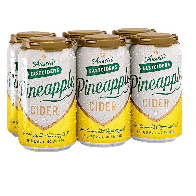 slide 1 of 1, Austin Eastciders Pineapple Hard Cider 6 - 12 fl oz Cans, 6 ct