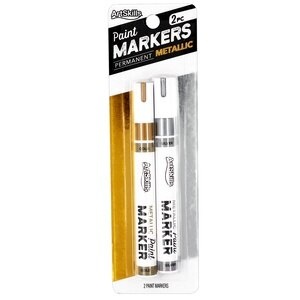 slide 1 of 1, ArtSkills Artskills Metallic Silver & Gold Permanent Paint Markers, 2 Ct, 2 ct