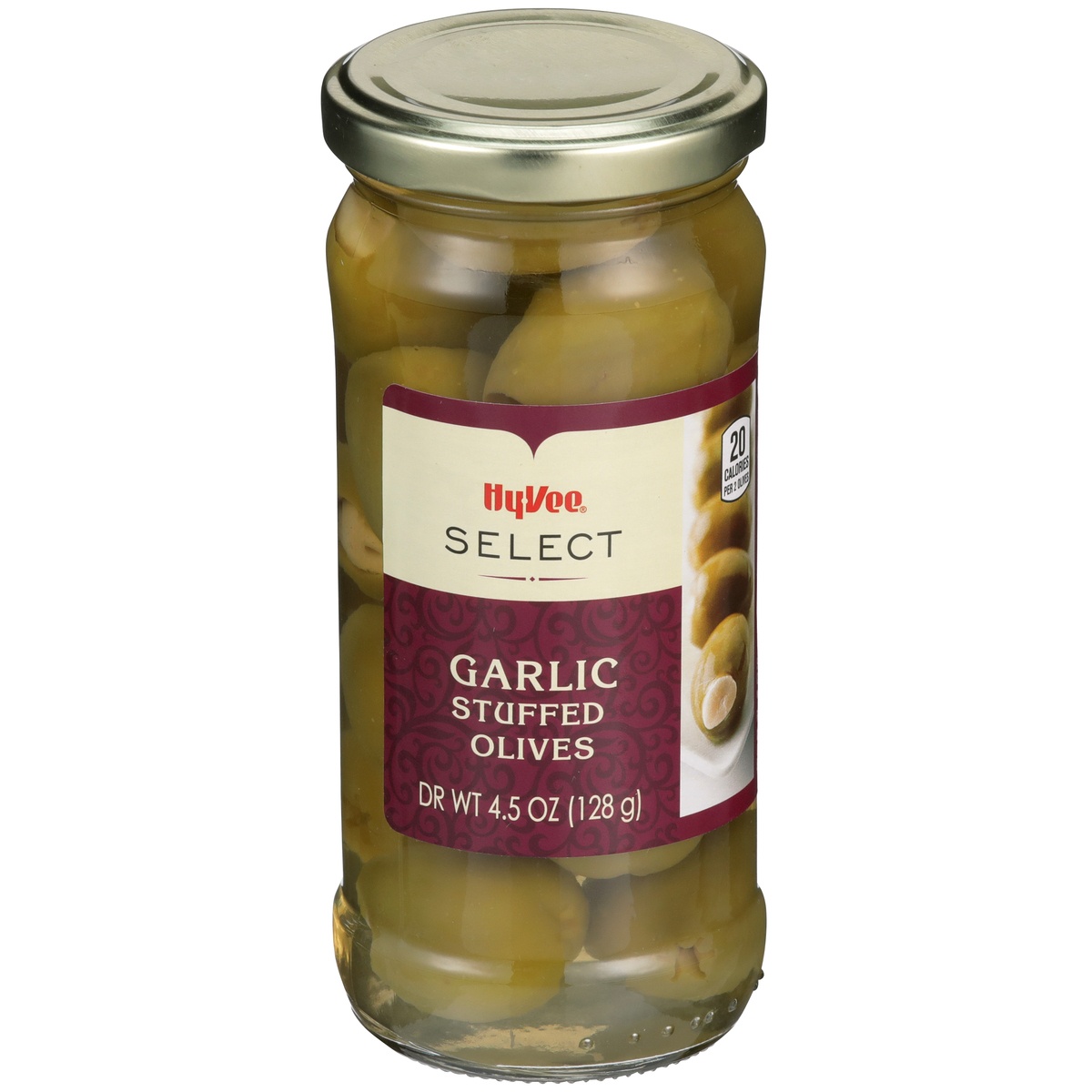 slide 1 of 1, Hy-vee Select Garlic Stuffed Olives, 4.5 oz