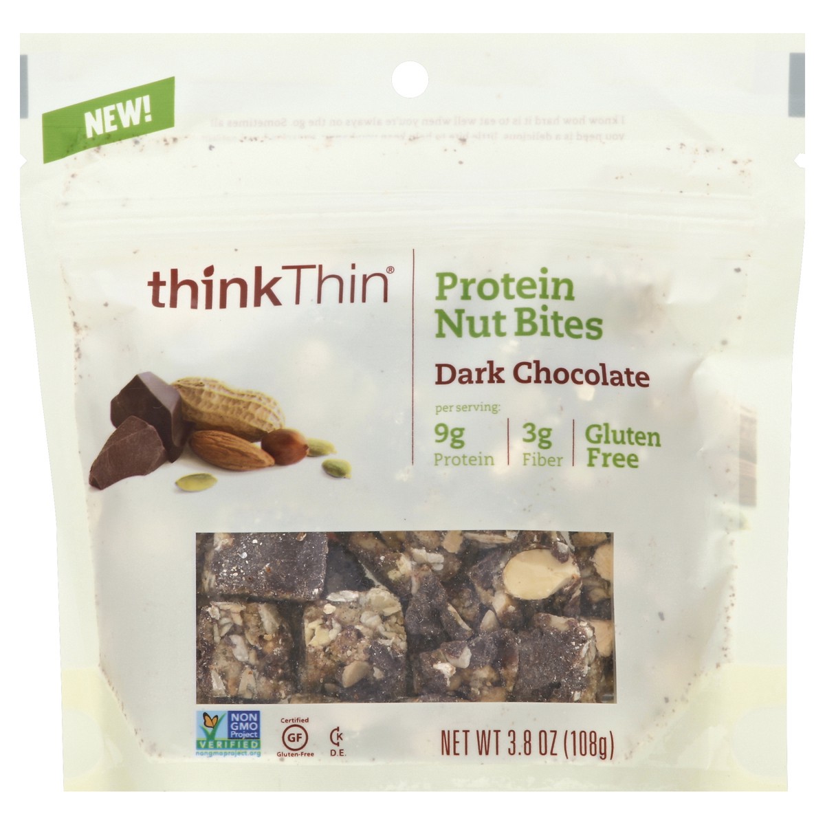 slide 3 of 3, thinkThin Protein Nut Bites 3.8 oz, 3.8 oz