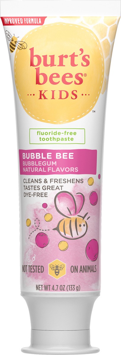 slide 2 of 2, Burt's Bees Burt’s Bees Kids Toothpaste, Natural Flavor, Fluoride Free, Bubble Bee, 4.7 oz, 4.7 oz