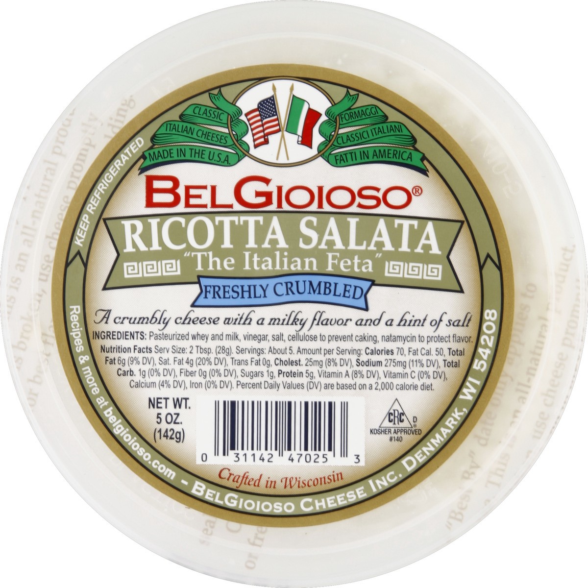 slide 3 of 3, BelGioioso Freshly Crumbled Cheese Ricotta Salata, 5 oz