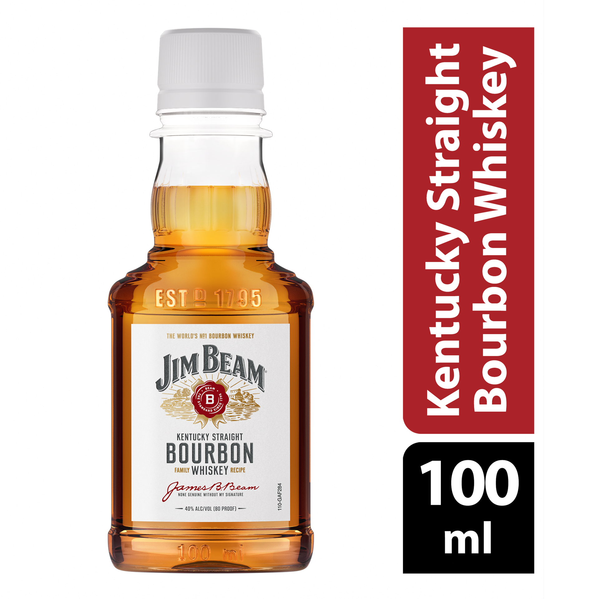 slide 1 of 2, Jim Beam Kentucky Straight Bourbon Whiskey 100 ml, 100 ml