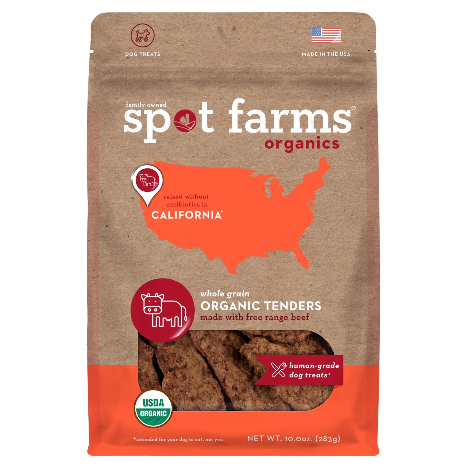 slide 1 of 1, Spot Farms Organic Beef Jerky Dog Treats, 10 oz