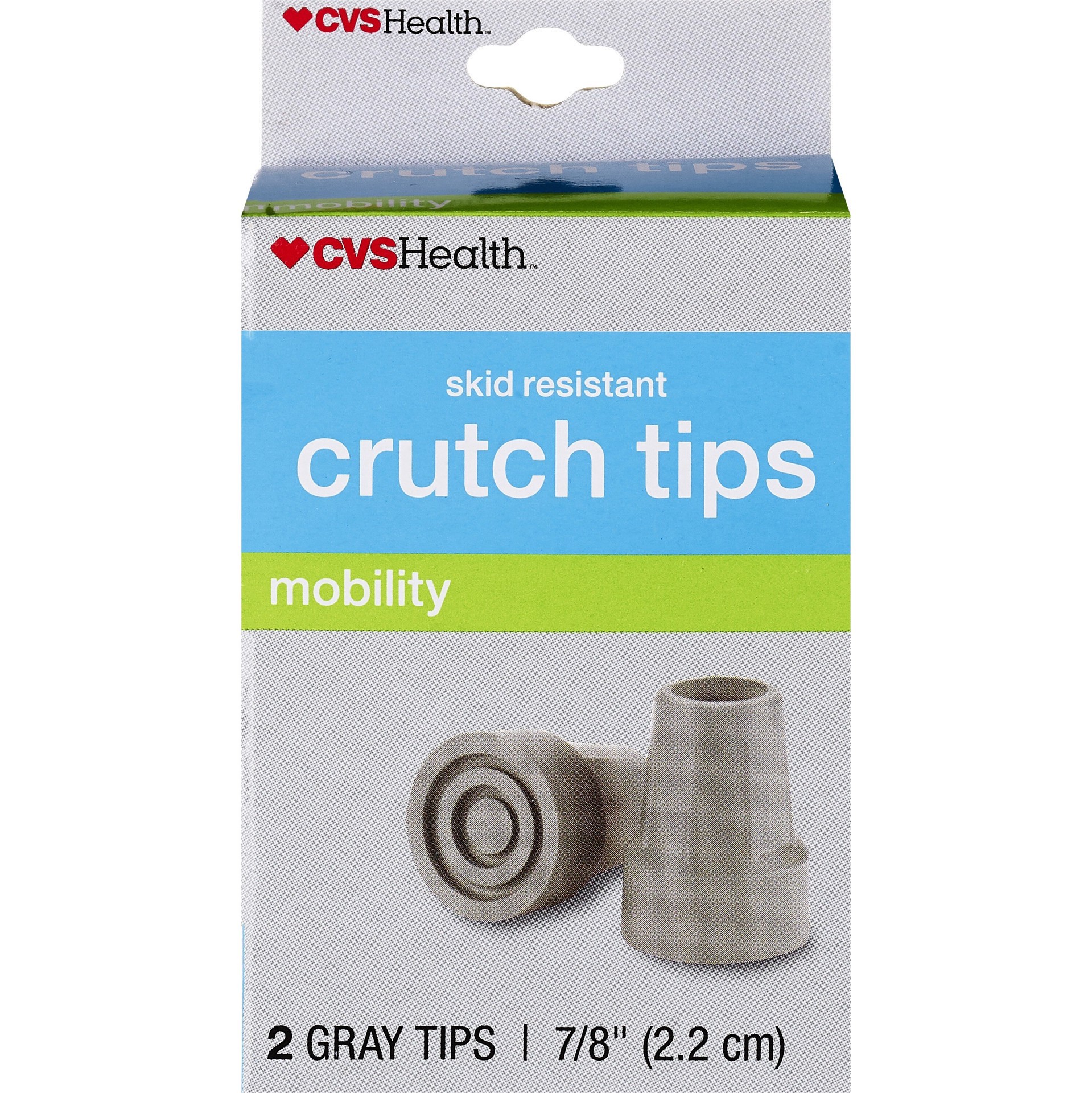 slide 1 of 1, CVS Health Crutch Tips, Gray, 7/8"", 2 Ct, 1 ct
