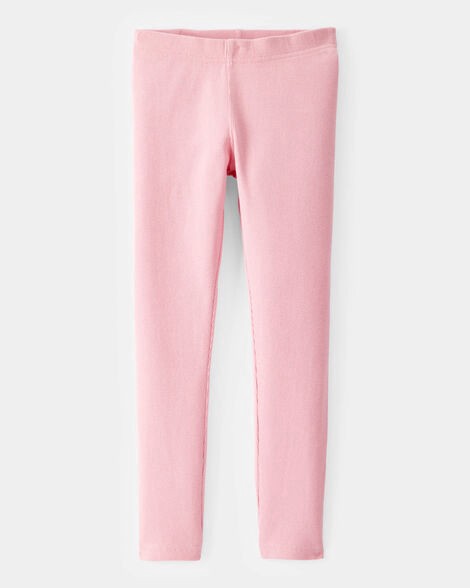 slide 1 of 3, Carter's Carters Kid Solid Cotton Ribbed Stretch Leggings - Pink Pink 7, 1 ct