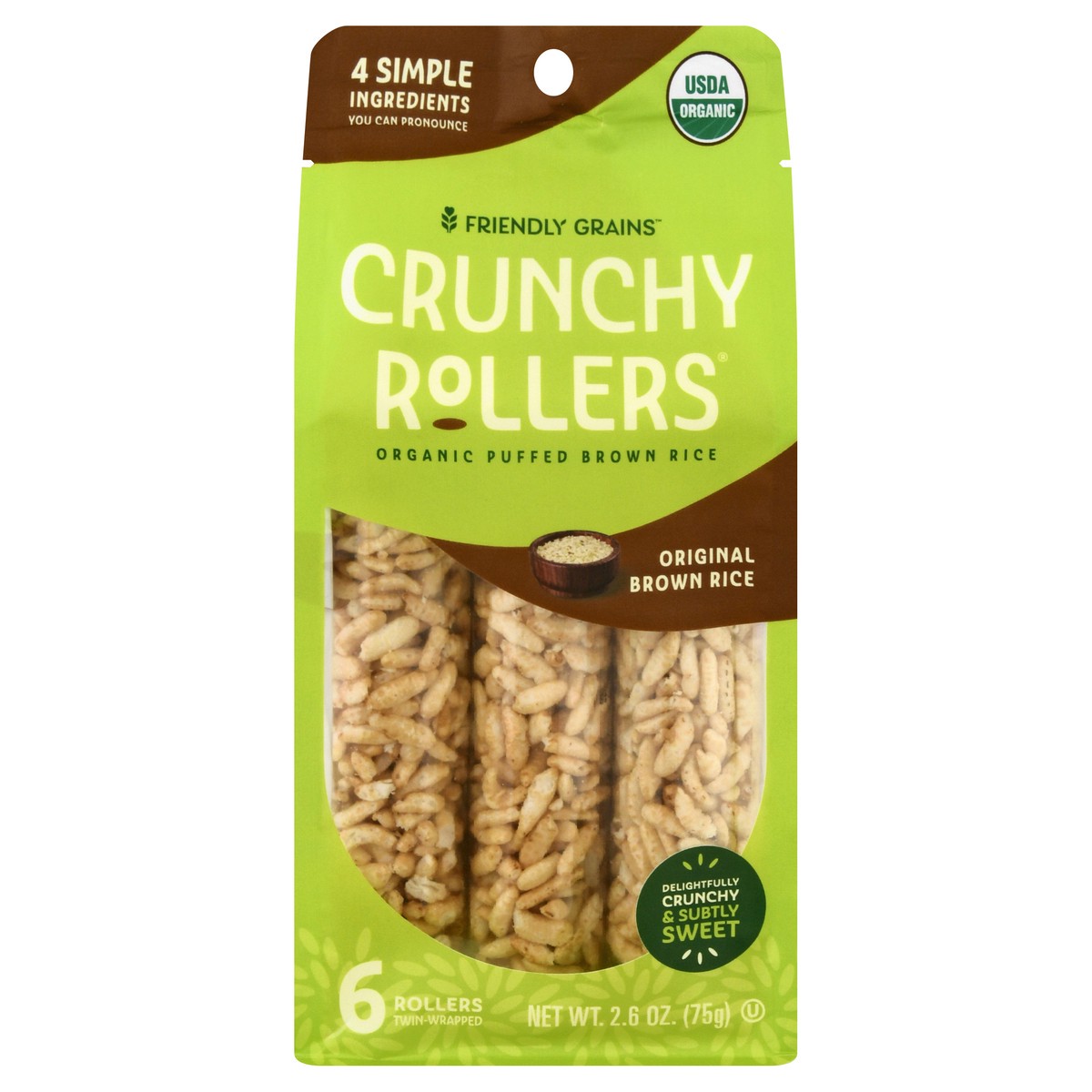 slide 5 of 12, Friendly Grains Original Brown Rice Crunchy Rollers 6 ea, 6 ct