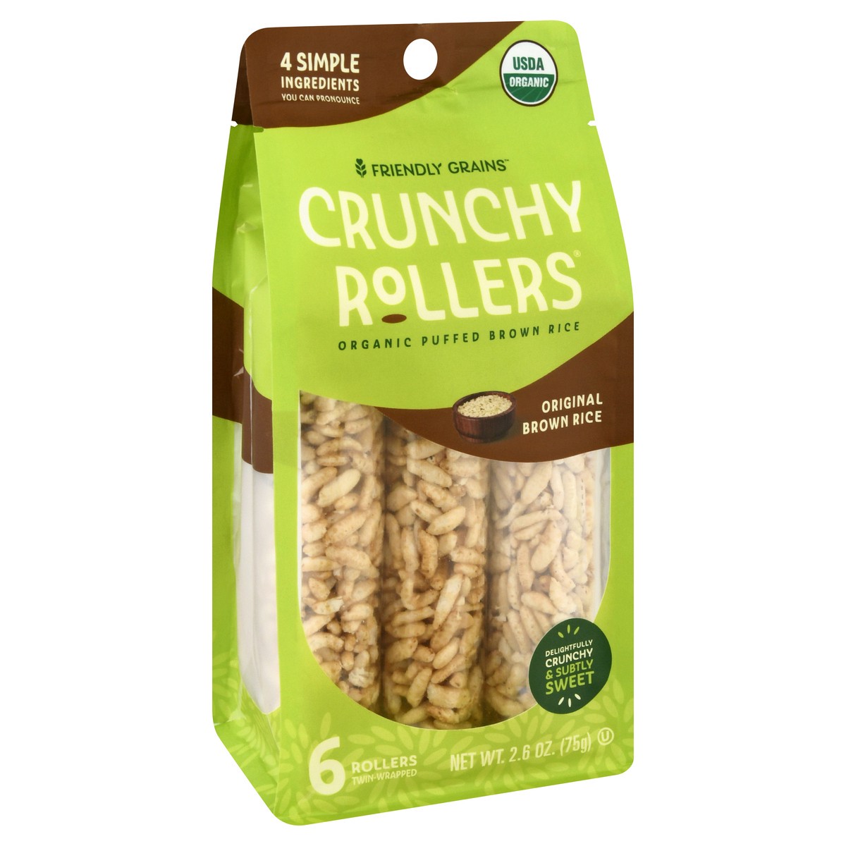 slide 10 of 12, Friendly Grains Original Brown Rice Crunchy Rollers 6 ea, 6 ct