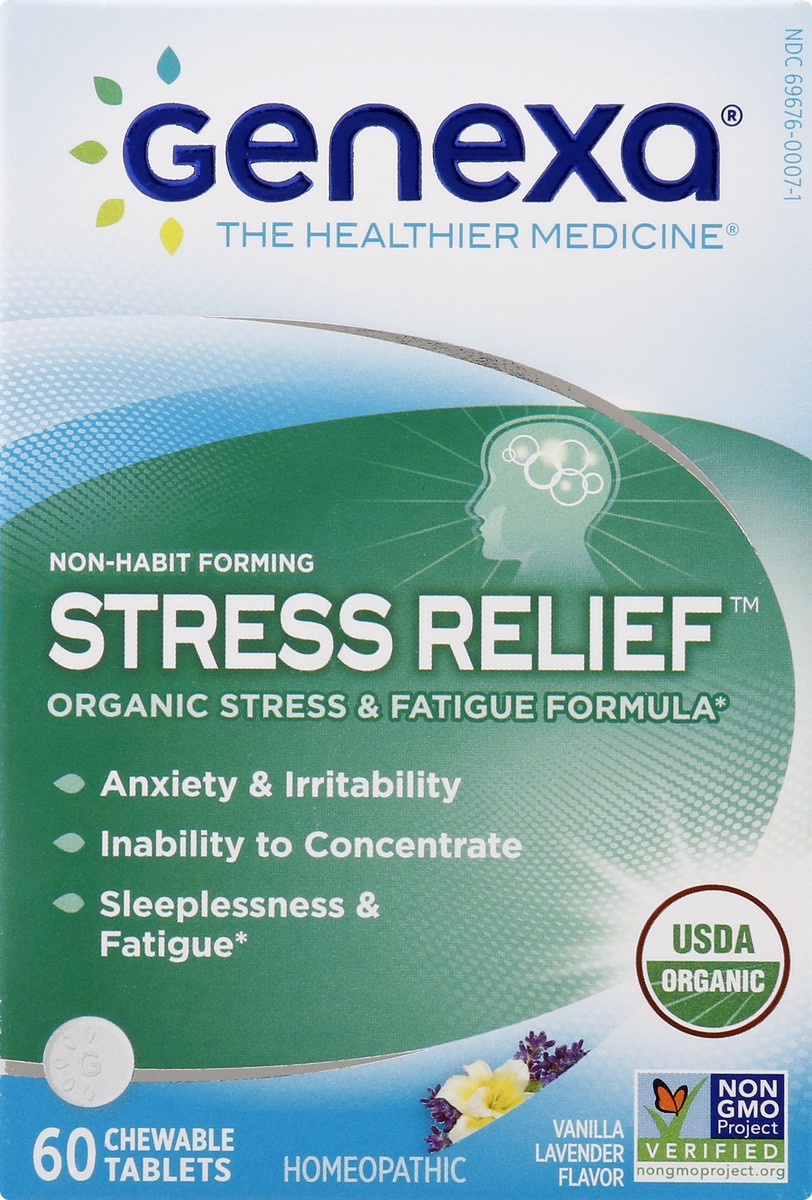 slide 1 of 1, Genexa Non-habit Forming Stress Relief Homeopathic Tablets, 60 ct