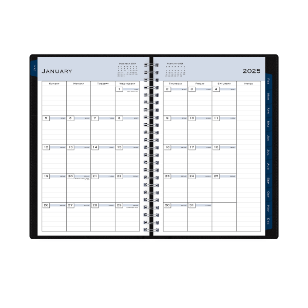 slide 3 of 7, 2025 Blue Sky Weekly/Monthly Refillable Planning Calendar, 5"" X 8"", Solid Black, January To December, 1 ct