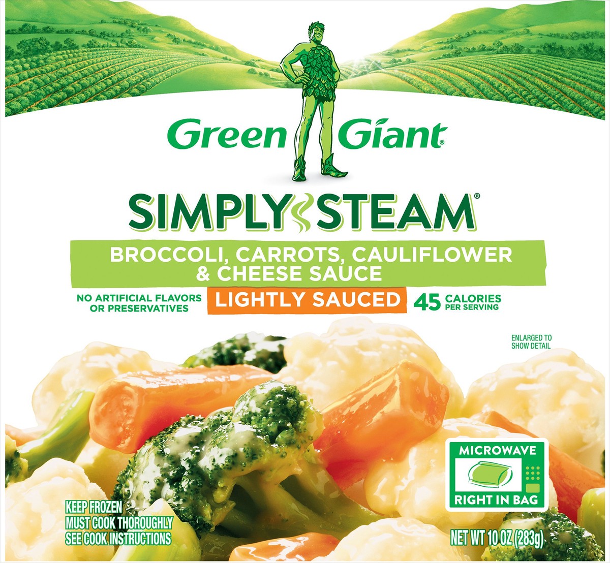 slide 4 of 4, Green Giant Simply Steam Lightly Sauced Broccoli, Carrots, Cauliflower & Cheese Sauce 10 oz, 12 oz