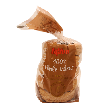 slide 1 of 1, Hy-Vee Bagel Whole Wheat, 16 oz