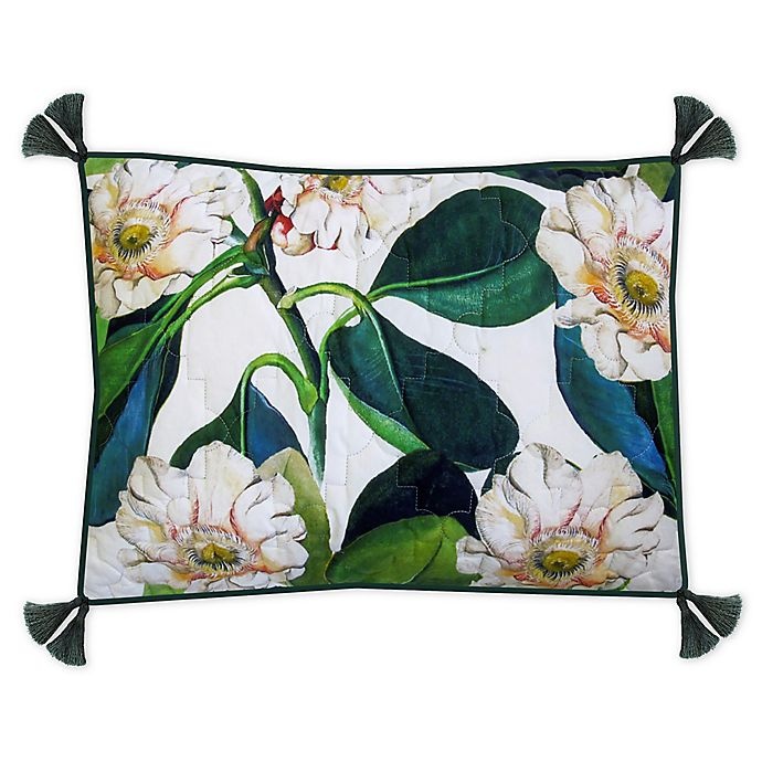Floral pillow, black and white flowers, botanical, garden flowers
