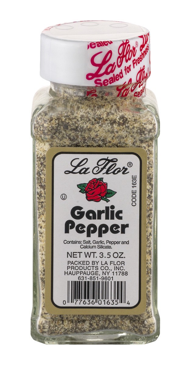 slide 1 of 9, La Flor Garlic Pepper, 3.5 oz