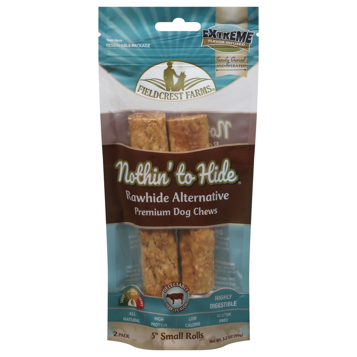 slide 1 of 4, Fieldcrest Farms Nothin' to Hide 5 Inch Small Rolls Premium Dog Chews 2 ea, 2 ct