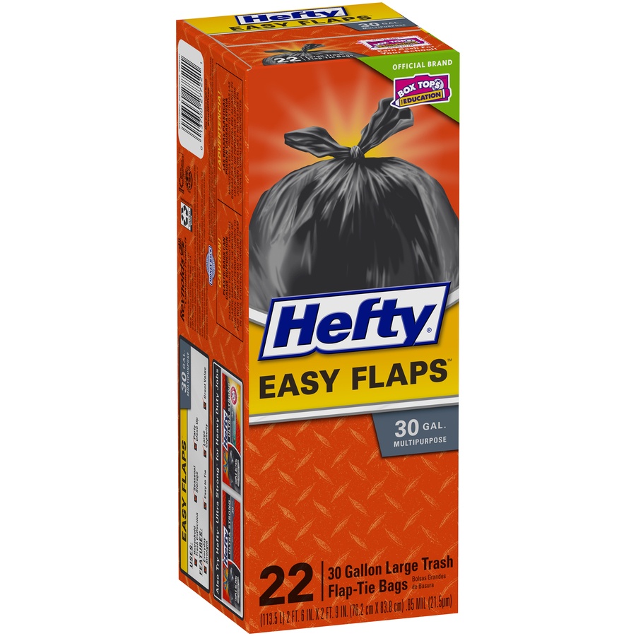slide 2 of 6, Hefty Easy Flaps Large Flaps 30 Gallon Trash Bags, 22 ct