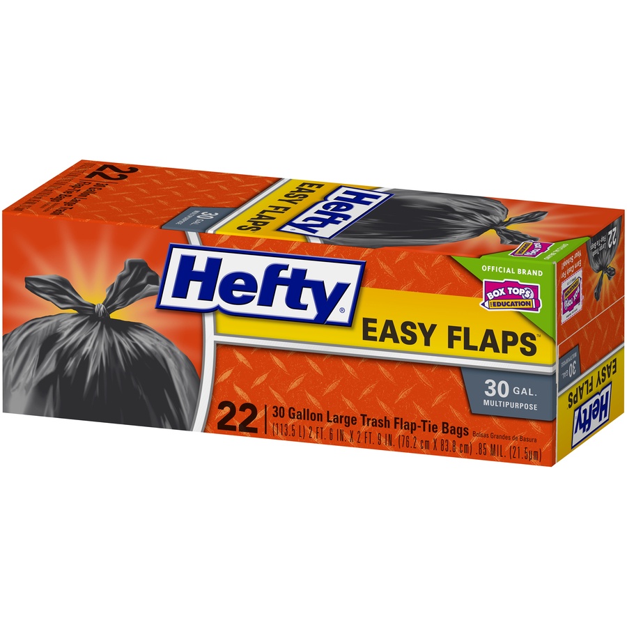 slide 3 of 6, Hefty Easy Flaps Large Flaps 30 Gallon Trash Bags, 22 ct