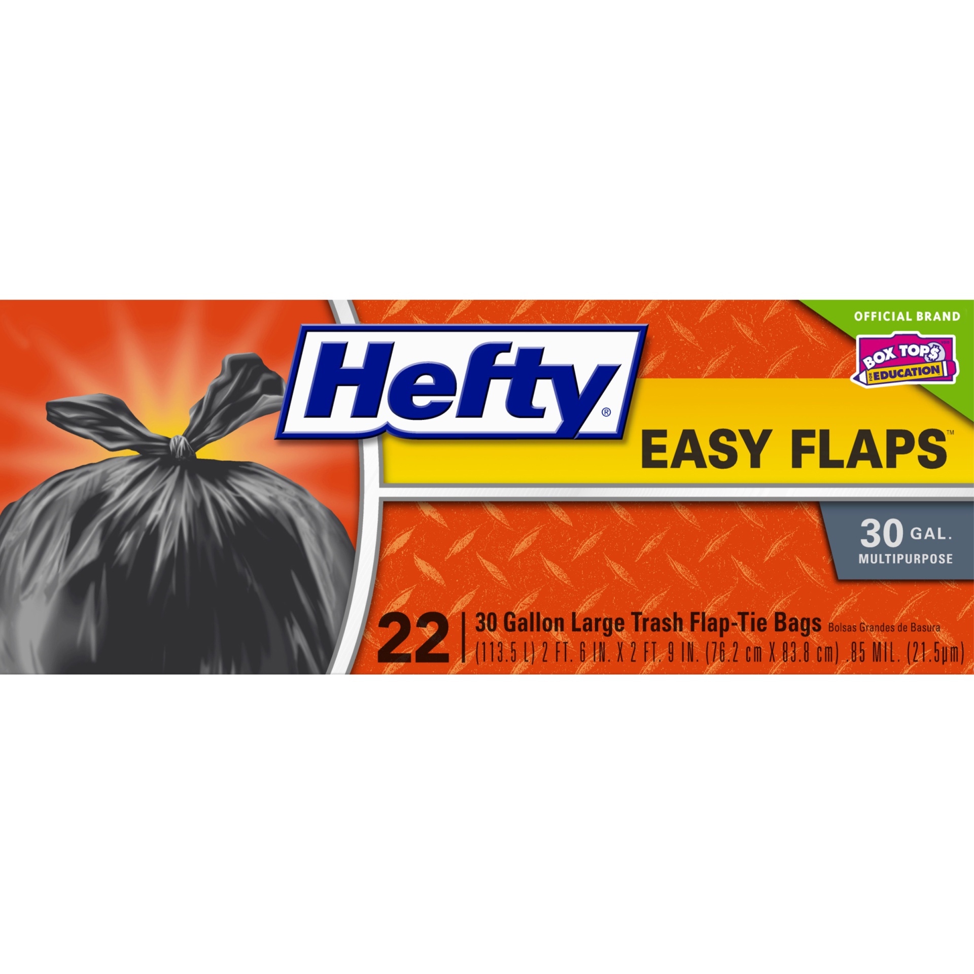 slide 6 of 6, Hefty Easy Flaps Large Flaps 30 Gallon Trash Bags, 22 ct