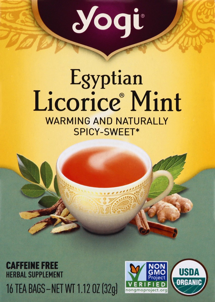 slide 2 of 9, Yogi Tea Egyptian Licorice Mint, Organic Herbal Tea, Wellness Tea Bags, 16 Count, 16 ct