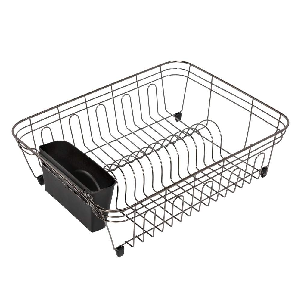 slide 1 of 1, Honey-Can-Do Chrome Dish Drying Rack - Black, LG