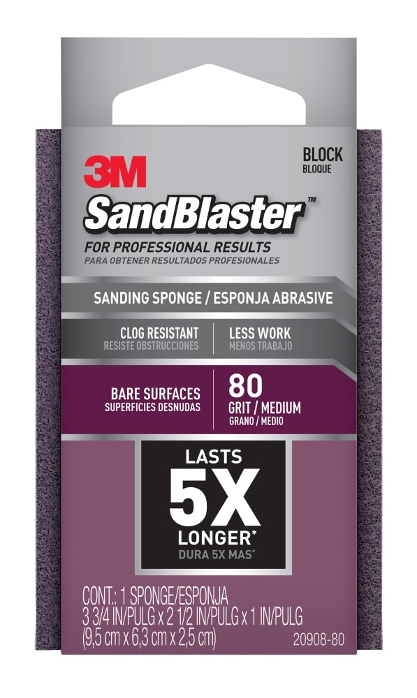 slide 1 of 1, 3M Sandblaster Large Bare Surfaces Sanding Sponge, 1 ct