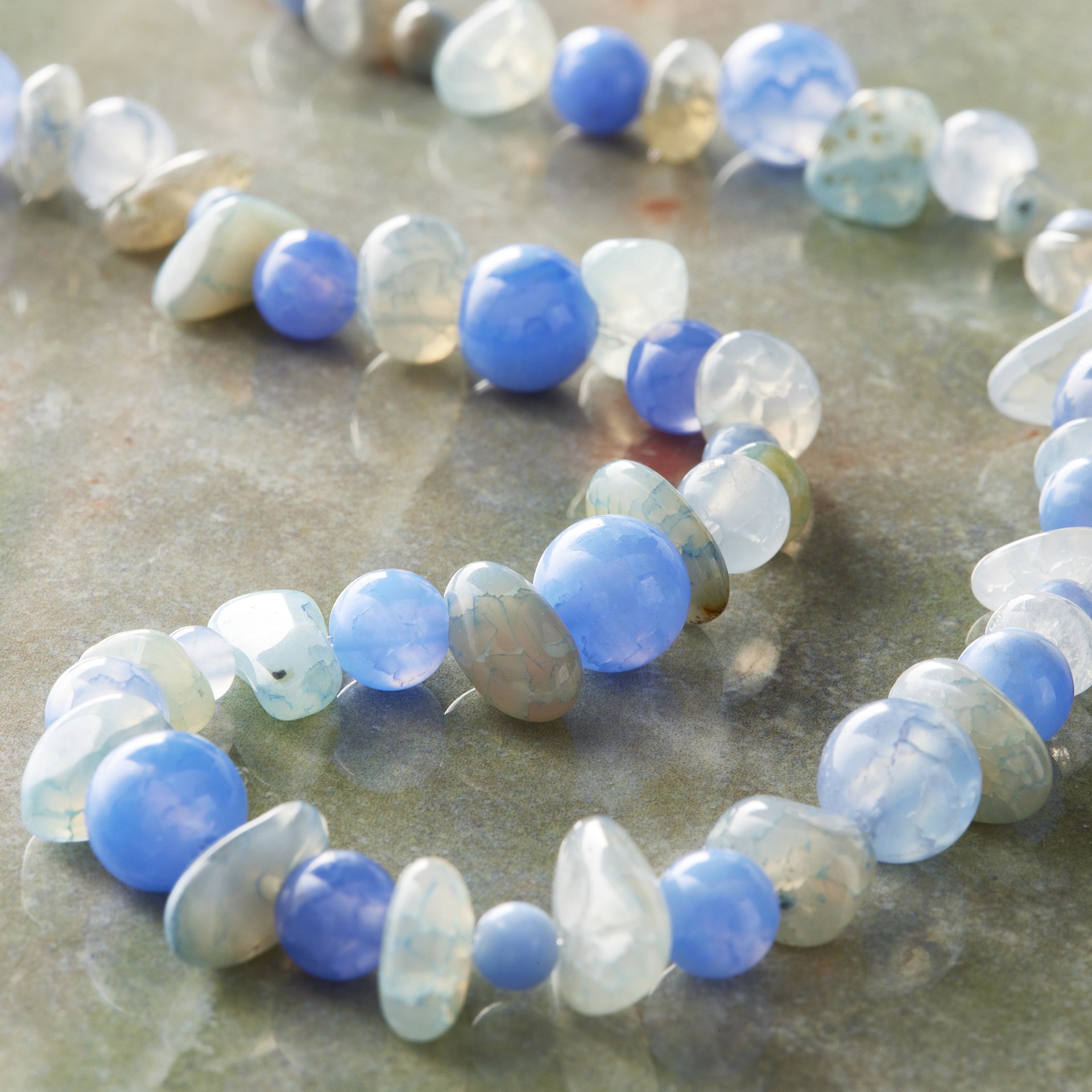 slide 2 of 3, Blue Agate Stone Beads Value Pack By Bead Landing, 28 in